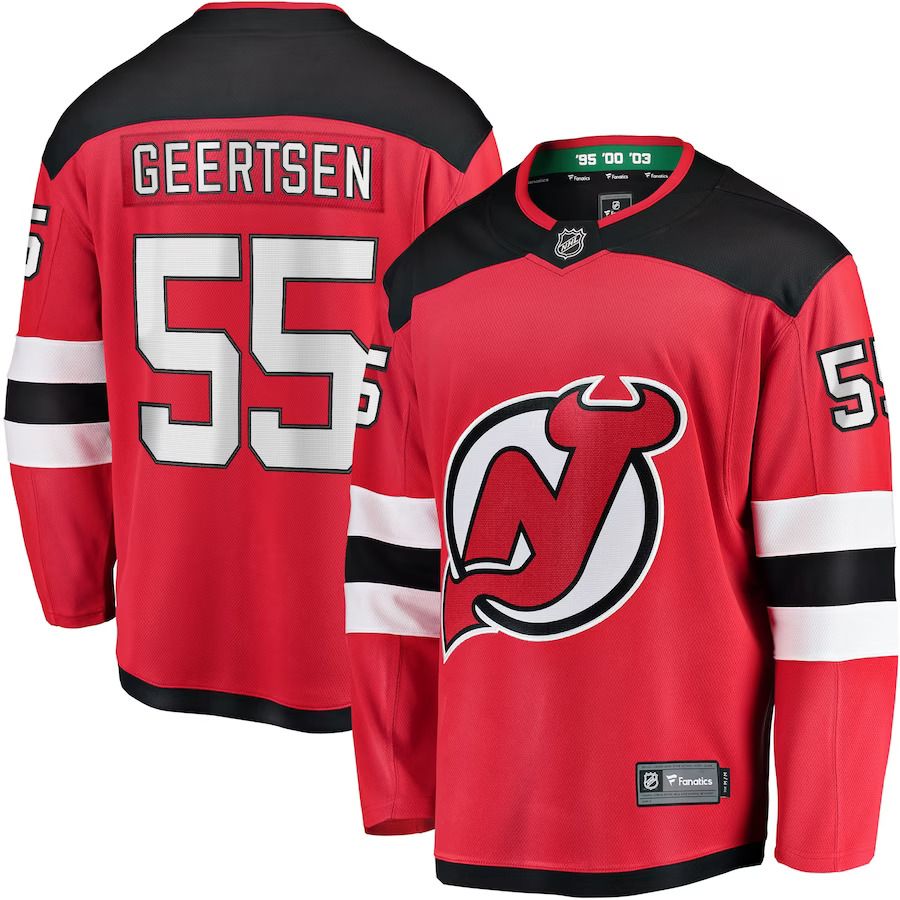 Men New Jersey Devils 55 Mason Geertsen Fanatics Branded Red Home Breakaway Player NHL Jersey